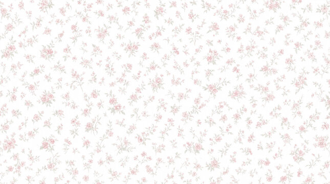 Delicate pink ditsy floral seamless vector pattern. Small scale repetitive vintage rose print on white background. Cottagecore pastel pink tiny flower pattern. Perfect for textile pattern design 