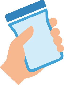 Hand holding a waterproof smartphone pouch icon for mobile device protection and travel accessories for commercial use