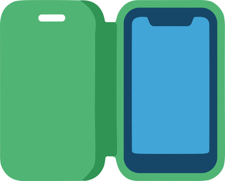 Smartphone in a protective flip case icon representing mobile device security and technology for commercial use