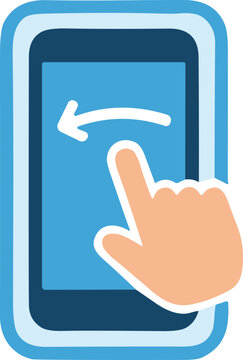 Smartphone touch screen gesture icon showing a swipe left action for mobile user interface design for commercial use