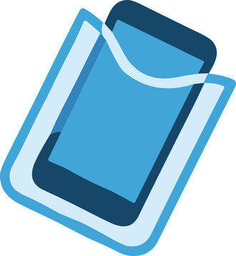 Waterproof phone case icon showing a mobile device inside a protective pouch for outdoor activities for commercial use