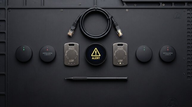 Electronic repair kit with black smart tags, alert button, and tools