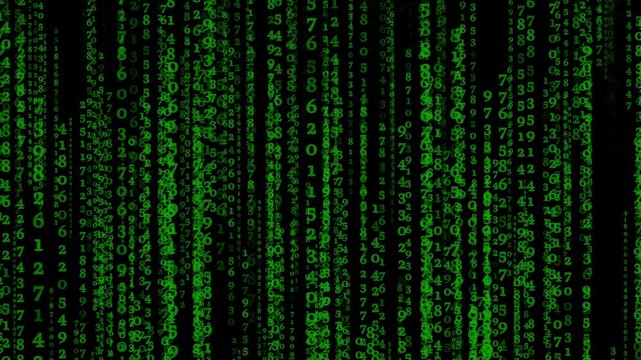 green binary code - blue hacking background- digital rain code - binary code