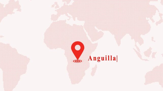 Red location pin icon on world map background