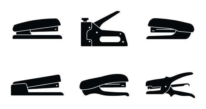 Various stapler silhouettes for office use logo