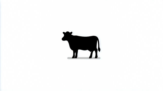 Simple flat vector icon of a black silhouette cow