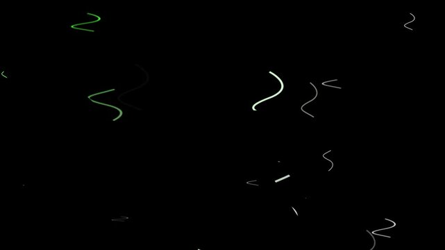 Smooth Wavy Motion White Lines on Abstract Black Background Loop