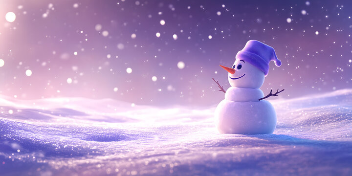Smiling Snowman on the Starlight Snowfield