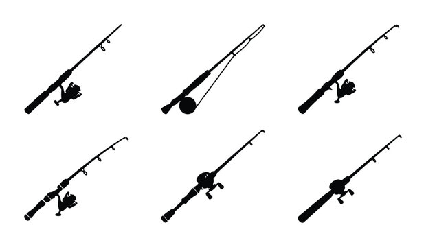Fishing rod silhouettes for sport or logo element