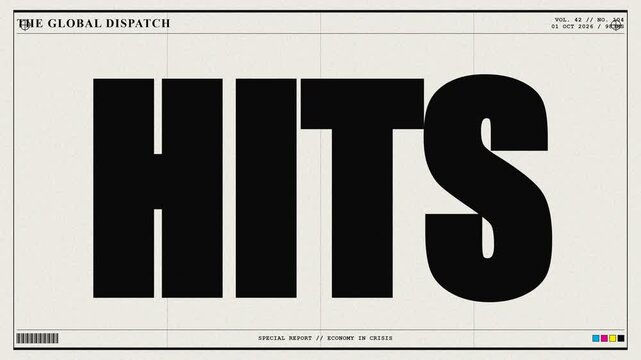A high-resolution 4K motion graphics animation covering the global oil crisis, featuring highly dynamic and energetic text match cut techniques and designed with a newspaper layout aesthetic.