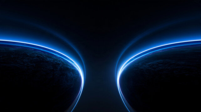 Abstract Futuristic Blue Space Portal and Event Horizon