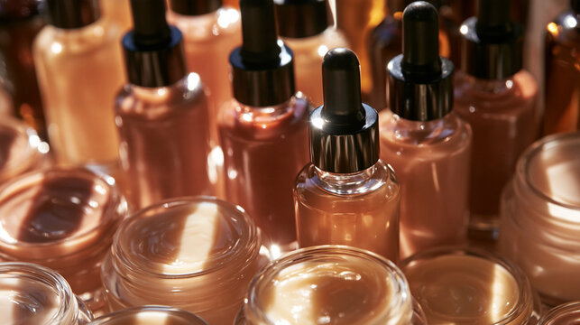 Liquid Foundation Dropper Bottles and Cosmetic Cream Jars
