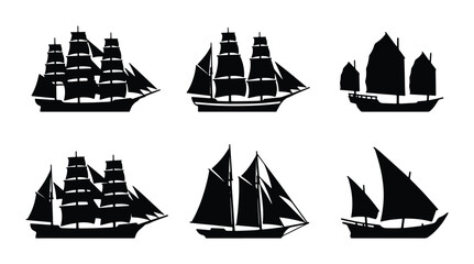 Sailing ships silhouettes for maritime logo or travel sticker © Faruk