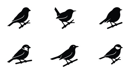 Fototapeta premium Bird silhouettes on branches for logo element