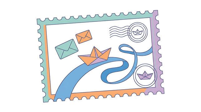World Post Day Illustration on Postage Stamp Isolated on White with Transparent Background