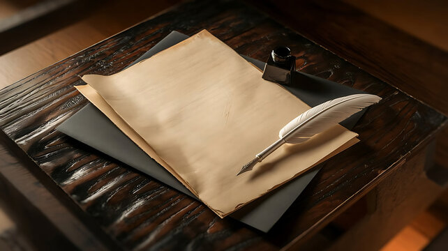 Antique journal and quill a nostalgic still life of old world writing