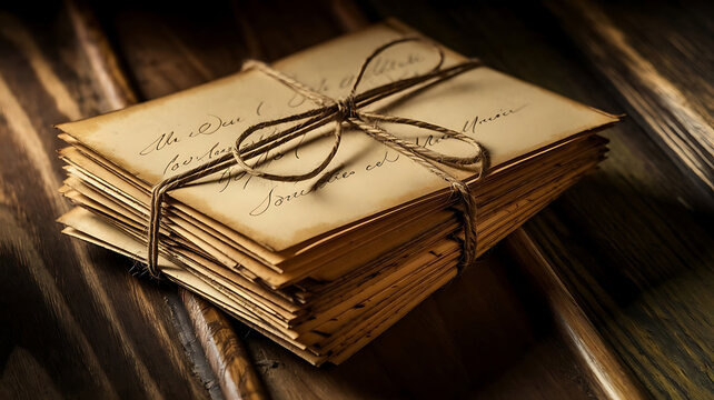 Vintage stack of letters tied with twine a nostalgic glimpse into the past