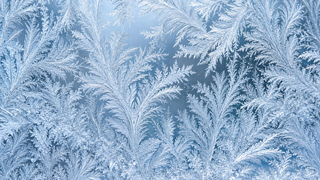 Fond abstrait de cristaux de givre sur surface froide
