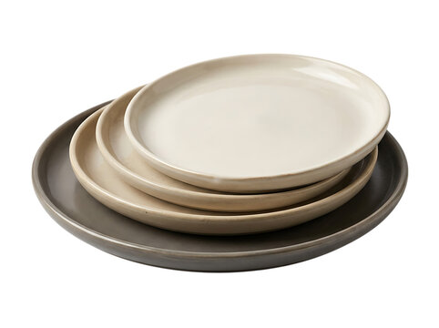Stack of white plates isolated on clean white background