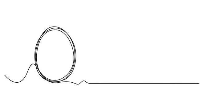 Easter bunny and eggs one line animation, hand drawn paschal rabbit continuous contour motion. Christian holiday design, festive decoration, simple design.4k Self drawing animation of continuous one 