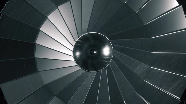 Rotating Aircraft Turbine With Dramatic Zoom in Futuristic 3D Animation