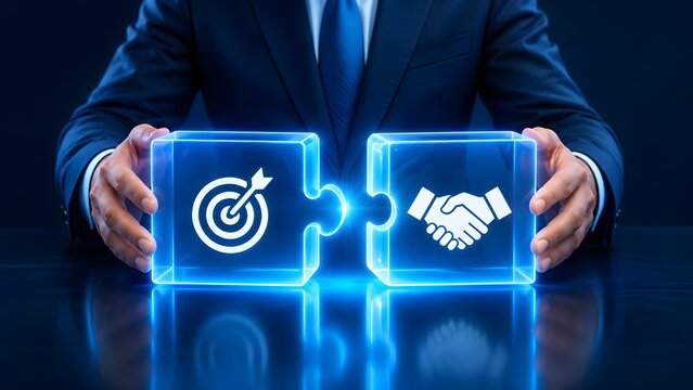 Strategic alignment and successful partnerships achieving business goals through collaboration and mutually beneficial relationships in a modern corporate environment