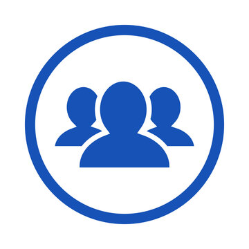 Blue team symbol icon representing group of people inside a circular frame design element transparent background