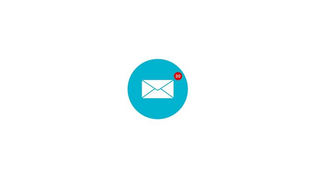 Message Icon with Notifications and Incoming Massage Counter. New Message Notification animation.