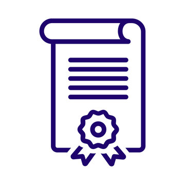Flat linear icon representing an official document with a golden seal transparent background