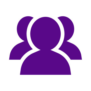 Purple group user icon representing social networking and community connection isolated transparent background