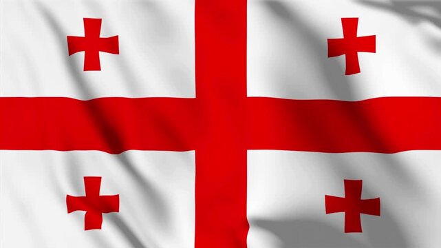 Realistic waving Georgia national flag animation loop