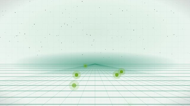 4K mint retro grid floor with light pulses and high horizon, clean synthwave abstract backdrop
