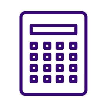 Simple line art purple calculator icon isolated on white background transparent background