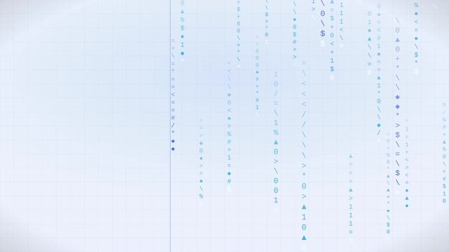 4K blue digital streams with soft glowing code rain, clean tech abstract motion backdrop