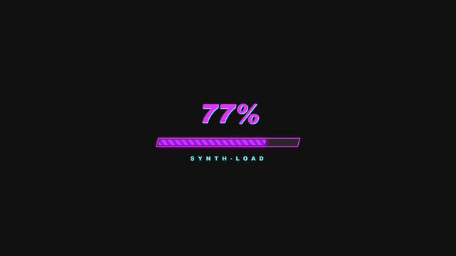 Neon Purple 77% Progress Bar Loading Screen With Cyberpunk Style User Interface