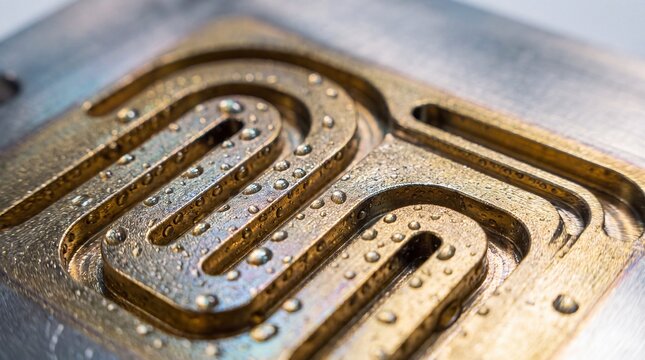 Machined metallic heat exchanger with water droplets