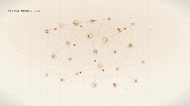4K warm beige neural network with layered deep learning columns, light AI technology motion backdrop