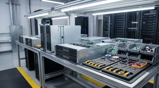 Server hardware assembly and maintenance workstation