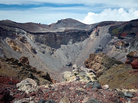 panoramic view of the Mount Fuji crater