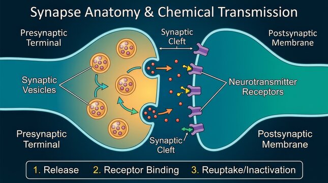 Synaptic Neurotransmission Chemical Transmission Illustration.