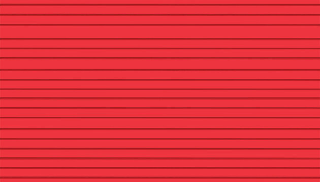 Red vector background with horizontal siding texture. clean minimalist wood or plastic panel pattern for banner and backdrop designs. Vibrant scarlet color slats illustration for modern creative uses.