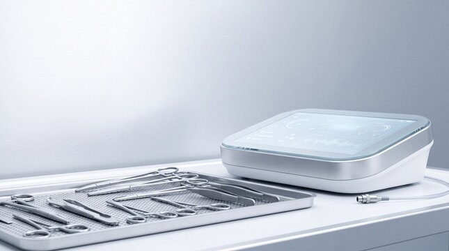 Surgical Instruments and Medical Monitor in Operating Room