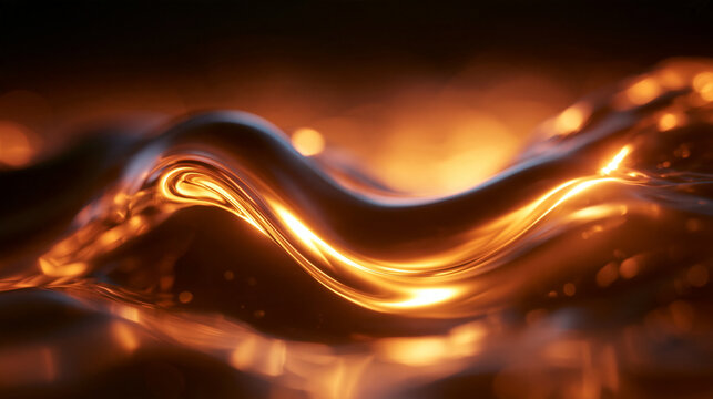 Liquid Gold Flowing with Glowing Abstract Waves