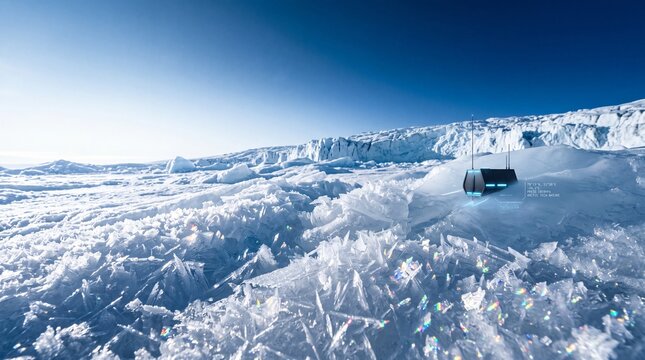 Futuristic Scientific Probe Monitoring Arctic Glacier Ice Field