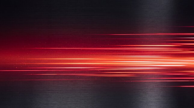 Red Motion Light Streaks Across Dark Brushed Metal Background