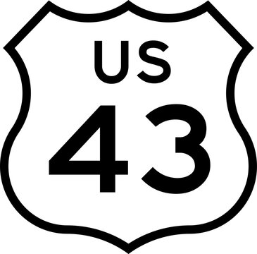 US Route 43 Emblem Badge Background Removed
