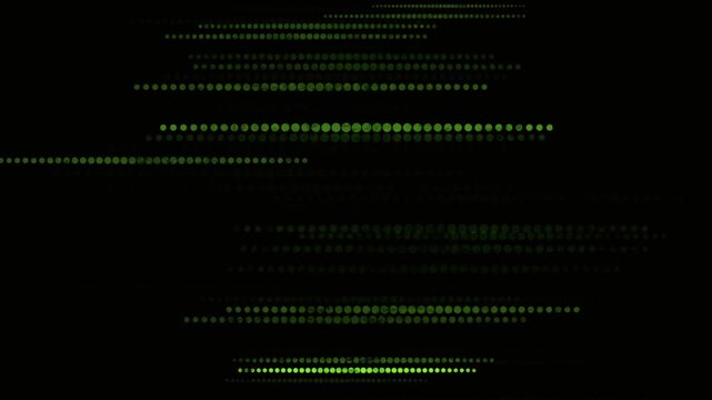 Digital Green Matrix Lines on Dark Background, Futuristic Tech Data Stream and Glitch Effect Visualization
