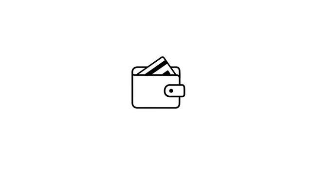 Wallet with bank card icon isolated on white background. Purse icon. Cash savings symbol