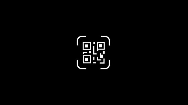 QR code scanner icon animation on black background