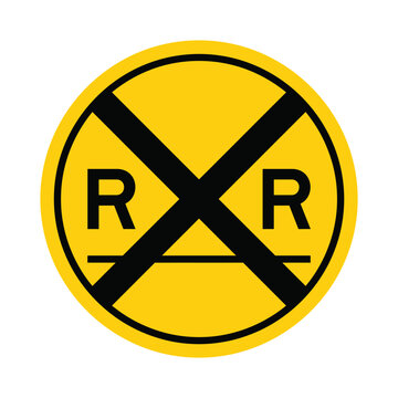 Railroad Crossing Warning Sign Vector Illustration